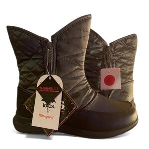 TOTES Thermolite Black Boots Waterproof Insulated Lined Zipper Snow Traction 6M